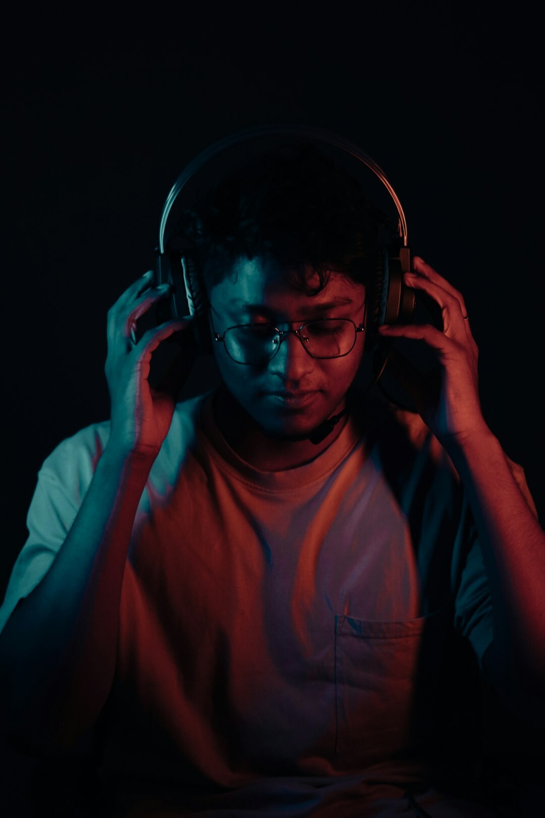 Portrait of a male sound engineer with headphones